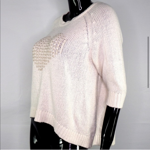 Lane Bryant 3/4 Sleeve Ivory Sweater w/ Heart - Picture 3 of 7